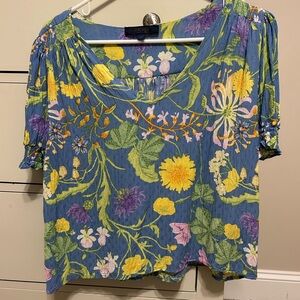 RACHEL Rachel Roy Blue Floral Blouse